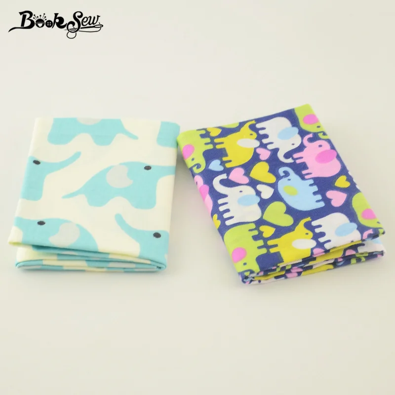 Хлопчатобумажная саржевая ткань с рисунком слона швейная 2 шт./лот 50x100 см толстая