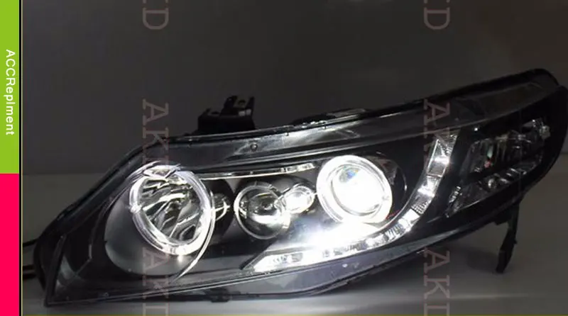 Стильный светодиодный фонарь для Honda Civic, фары 2007-2011 Civic, светодиодный фонарь с угловыми глазами, drl H7 hid Q5, биксеноновые линзы ближнего света