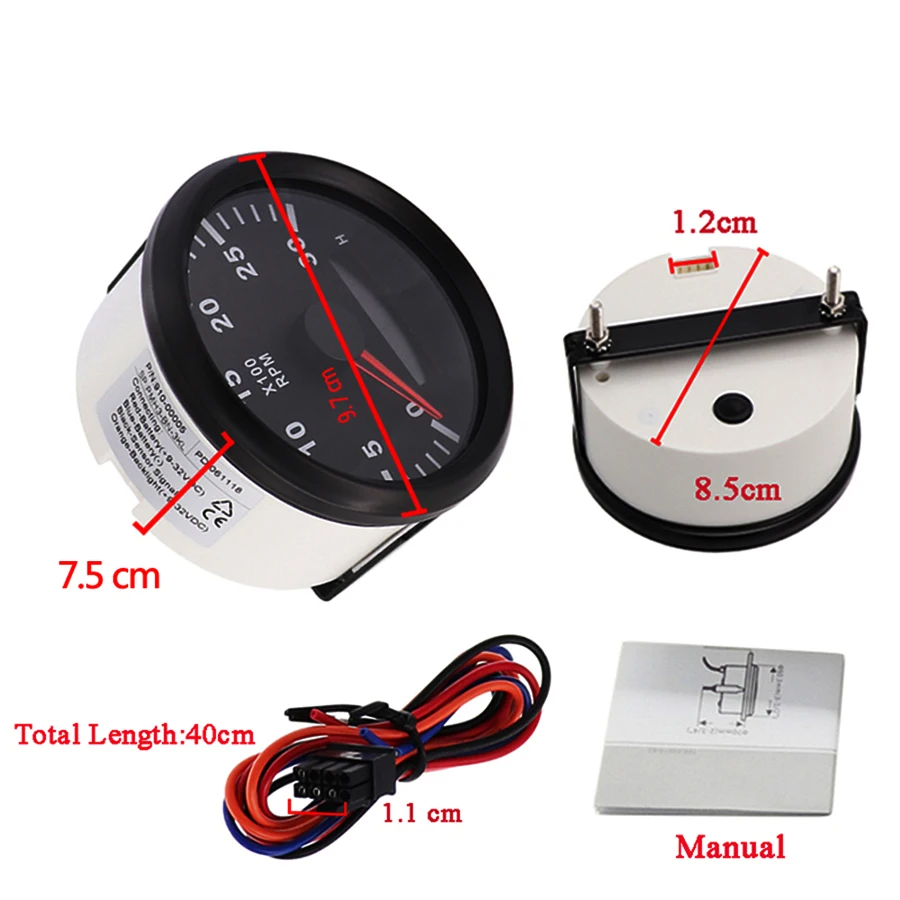 

85mm 0~7000 RPM Car LCD Tachometer for Truck Boat Diesel Engine Tacho Meter RPM Gauge With Hour meter