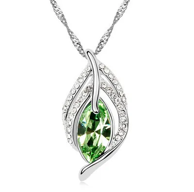 Австрийский кристалл лист перо кулон дизайн модные ювелирные изделия подарок