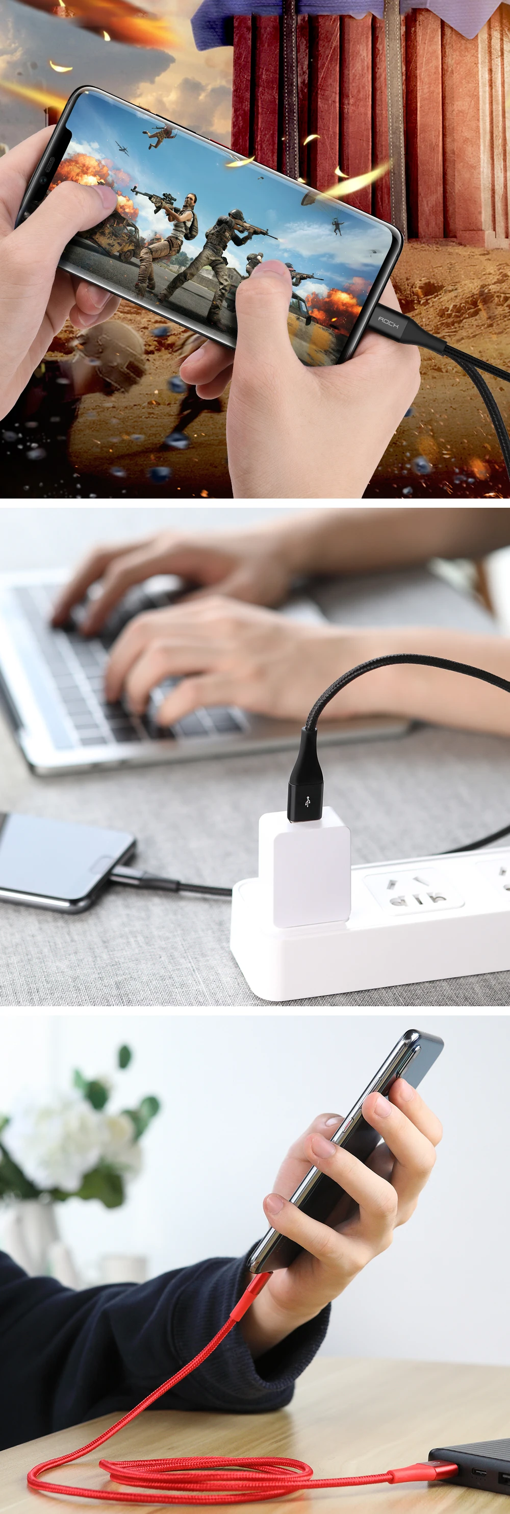 Rock 5A USB кабель для быстрой зарядки usb type C кабель магнитное зарядное устройство для зарядки данных Micro USB кабель мобильного телефона USB шнур