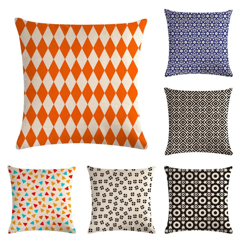 JAYQUERING Geometry Colorful Minimalist Pillow Case 45 * Vintage Creative Flax High Quality Cushions Home Bedding Set E426 | Дом и сад