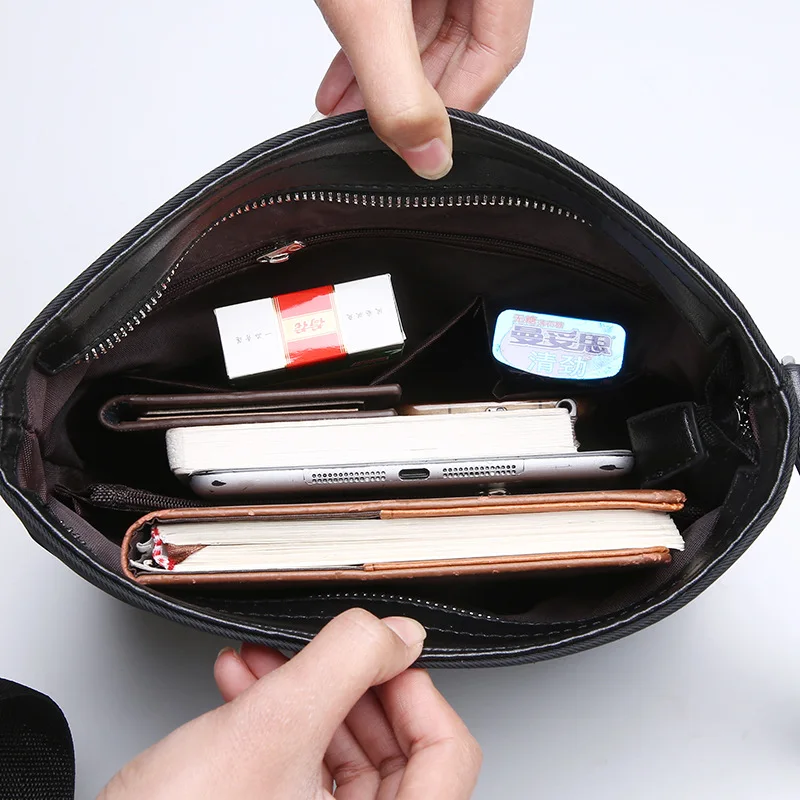 Мужская сумка Роскошная оксфордская кожаная маленькая через плечо черная