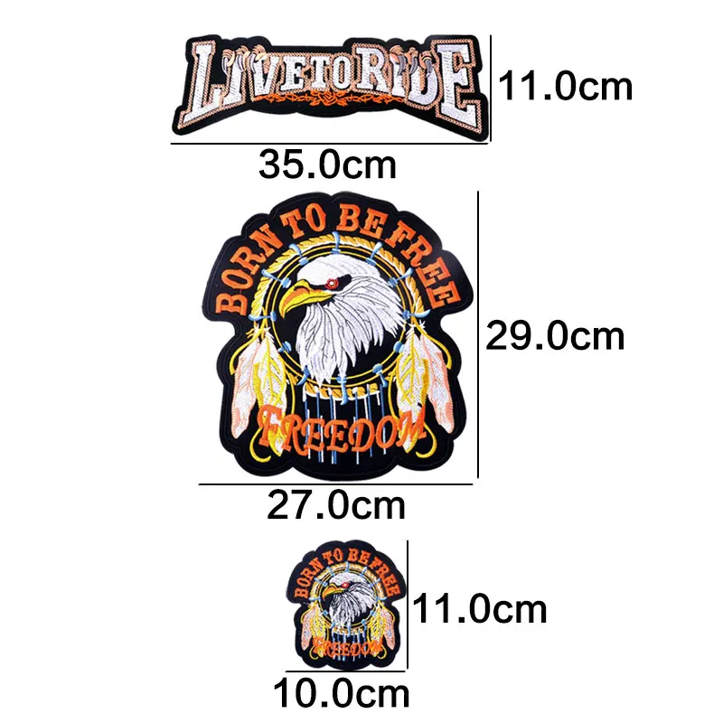 Patches ZF2004-1 Железные нашивки для одежды маленькие/большие нашивки с вышивкой для одежды Байкер/животное/Свобода/Орел/живи, чтобы кататься на мотоцикле - Цвет: Patches ZF2004-1