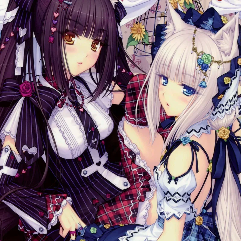 NEKOPARA Chocolat ванили Kawaii парик длинные хвостики коричневый длинный светильник