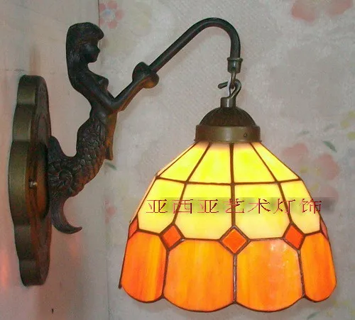 Мода Тиффани Средиземноморский зеркало с русалкой светильник моды деревенский