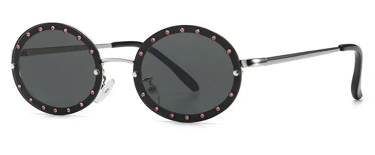 C8 silver grey Винтажные Ретро Круглые бриллиантовые декоративные маленькие овальные солнцезащитные очки мужские роскошные брендовые солнцезащитные очки для женщин прозрачные красные очки UV400 - Цвет линз: C8 silver grey