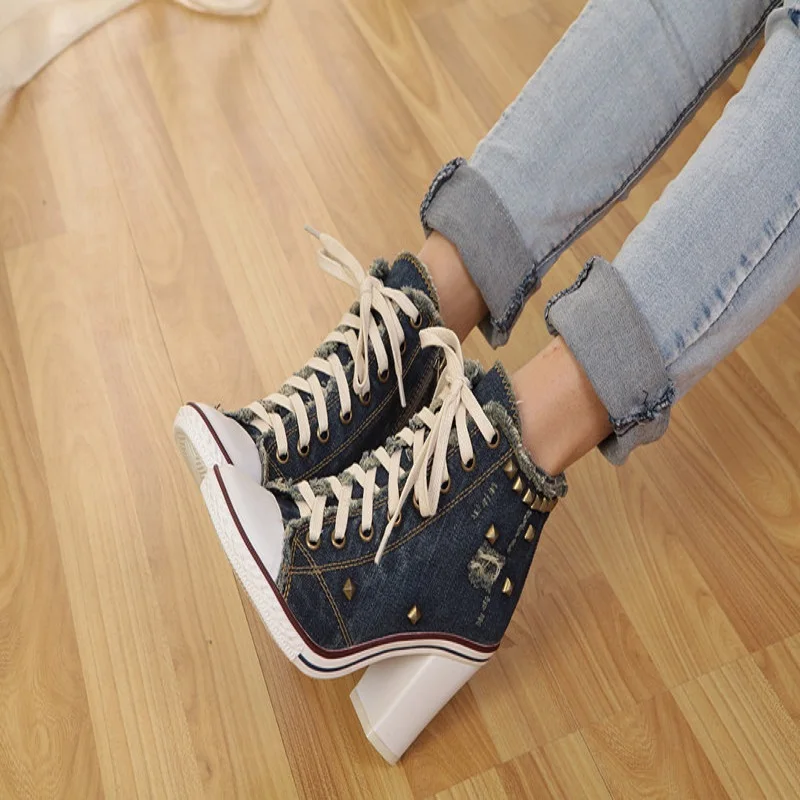 Женские джинсовые туфли на толстом высоком каблуке размеры 34 40|fashion heels|heels fashionthick