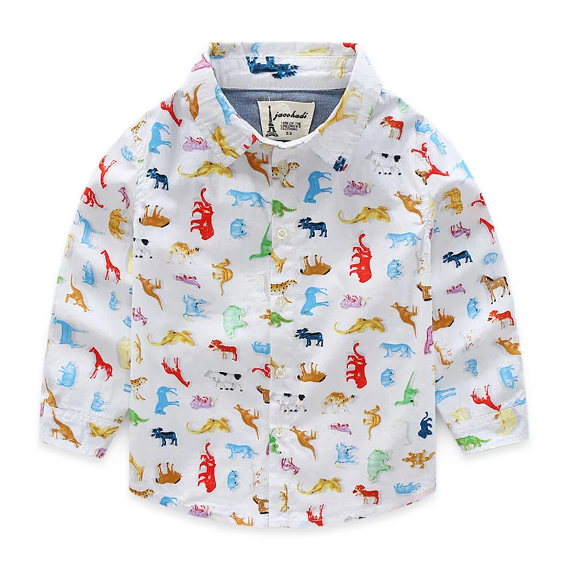 

Рубашка для маленьких мальчиков, хлопковая блузка с принтом и длинными рукавами, детская одежда на весну и лето, 2018