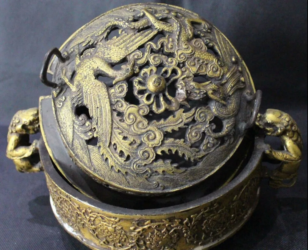 Песня voge gem S0037 10 дюймов отмеченная китайская бронза позолоченный Дракон Феникс