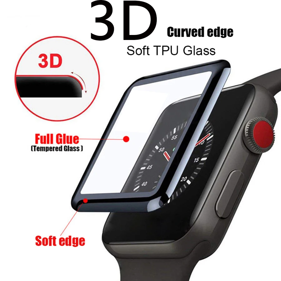 3D изогнутое мягкое закаленное стекло для Apple Watch 42 мм 38 40 44 серия 4/3/2 защитная