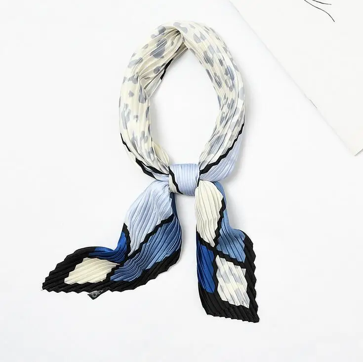

yishine Leopard Geometric Square Crinkle Silk Satin Fashion Scarf Women Crumple Neckwear Handkerchief New 55*55cm