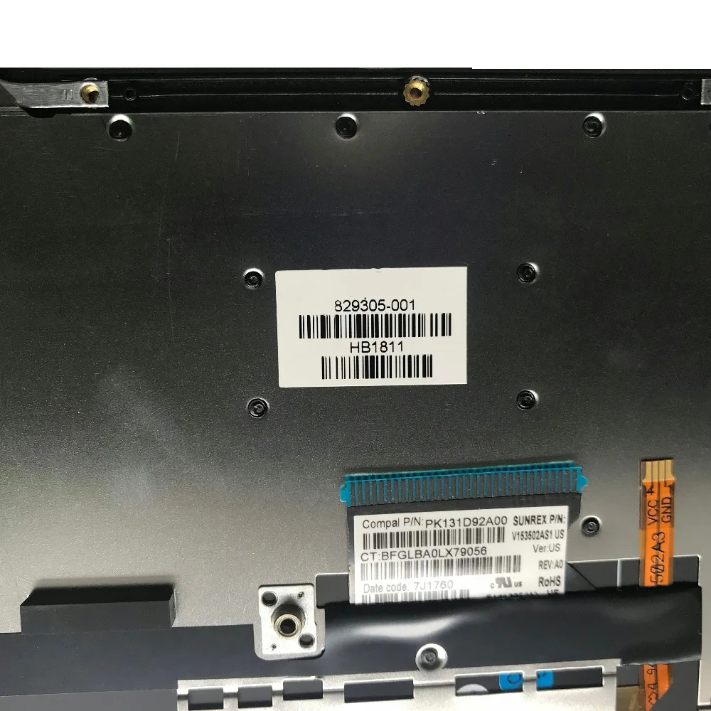 Клавиатура для ноутбука с подставкой рук верхняя крышка серебристая США HP ENVY 13 D