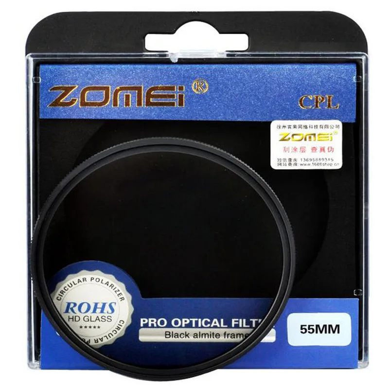 Круговой поляризационный фильтр Zomei CPL для объектива фотоаппарата Canon Eos Nikon Sony NEX