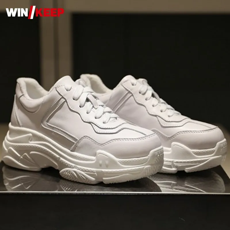 Женские кроссовки из бычьей кожи однотонные черные или белые светильник кие