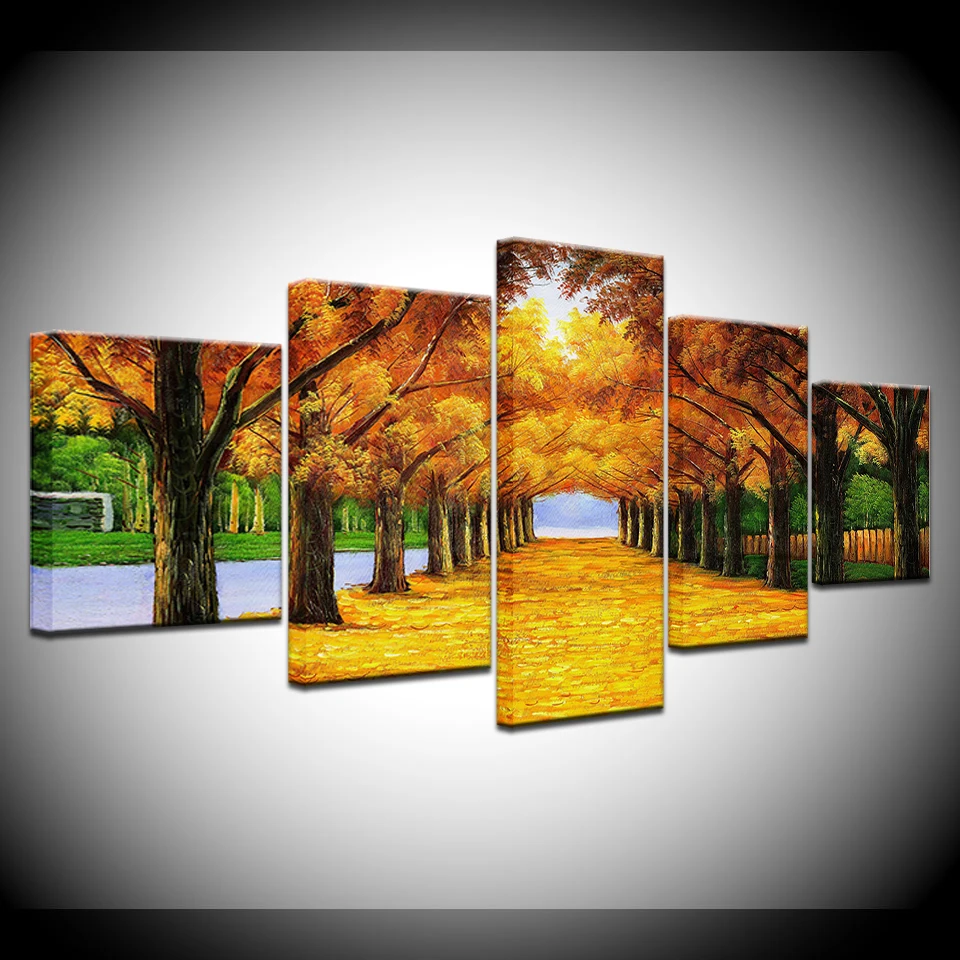 

Art Home Decoration Modular Picture Wall 5 Panel Tree Landscape Living Room HD Printed Modern Painting On Canvas Posters Frame