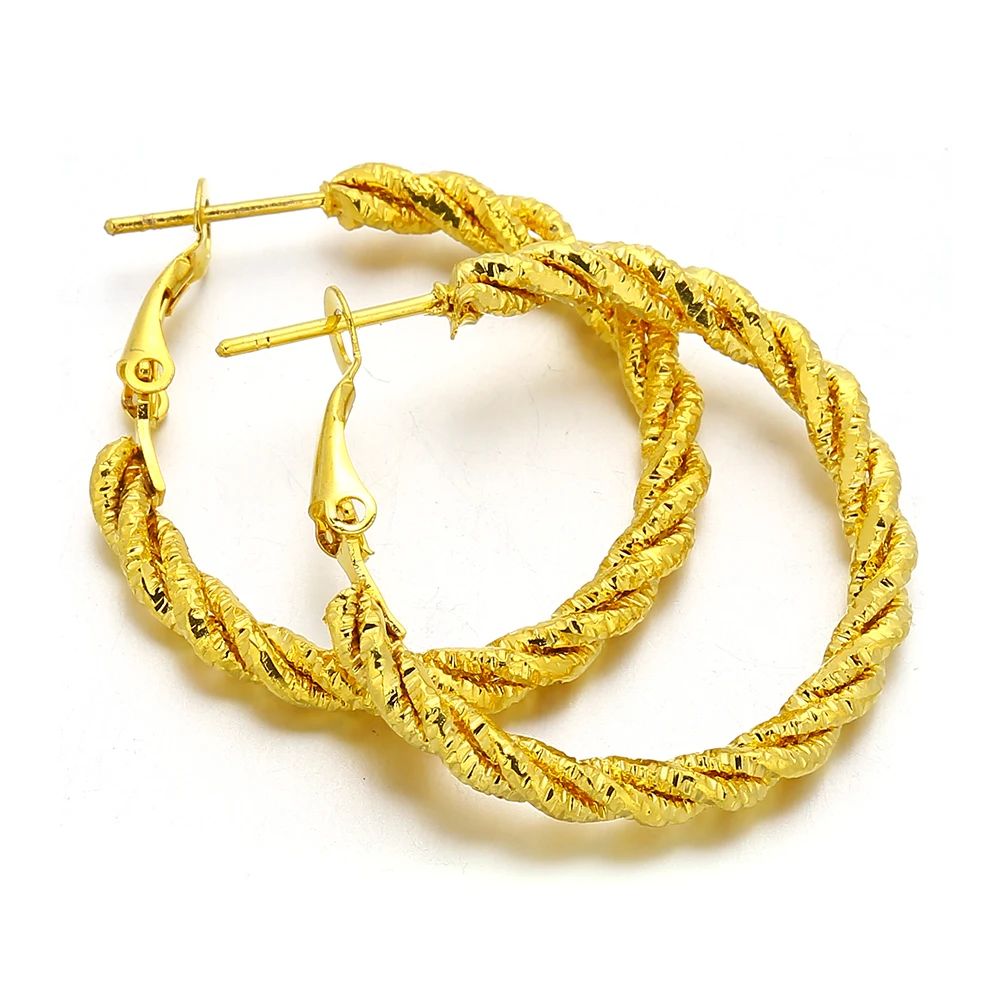 Серьги-кольца женские Геометрические золотистые E111 | Украшения и аксессуары