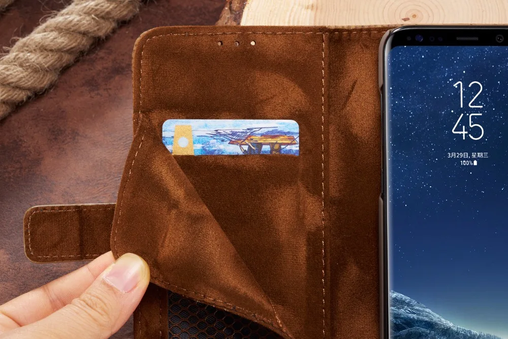 Ретро сетчатый PU кожаный чехол для samsung Galaxy S9 S8 Plus S7 Edge Note 8 note8 чехол для телефона мобильный чехол закрытый Магнитный откидной Чехол