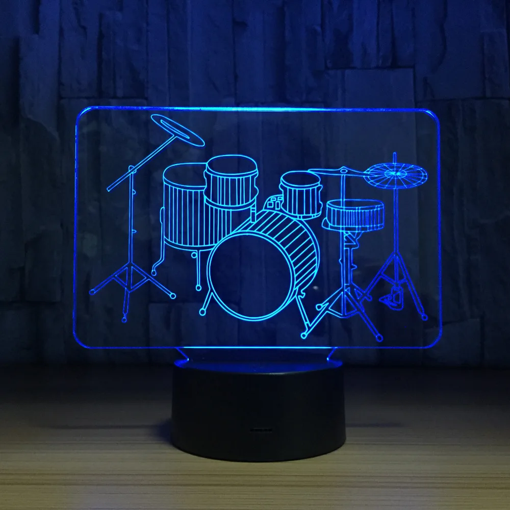 

Drum set Modeling LED 3D Night Light Remote Touch Musical Instruments Table Lamp With 7 Color Changing Creative Gift for Kids
