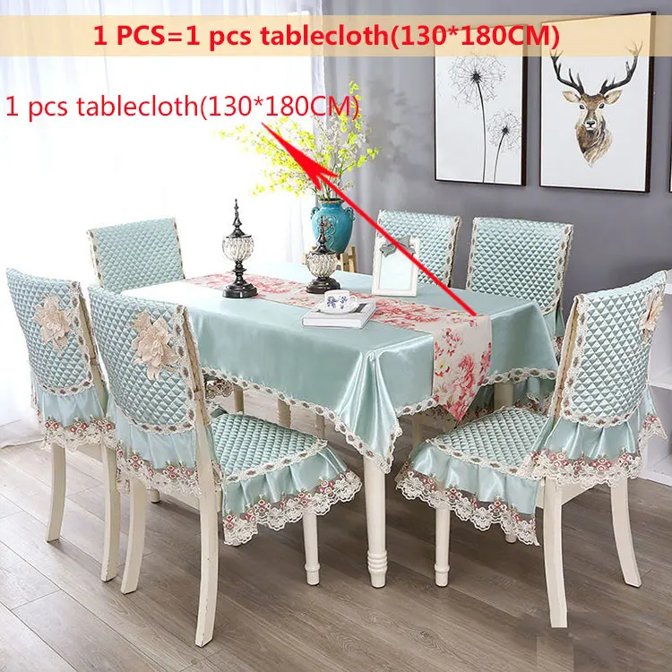 Green1pcs-130x180cm Прямоугольная Водонепроницаемая Подушка на стул Обложка жаккард Роскошная скатерть для обеденного стола Набор Элегантное свадебное украшение винтажная скатерть - Цвет: Green1pcs-130x180cm