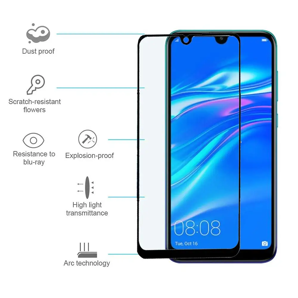 Стекло на клеевой основе 9D для Huawei Y6 2019 Защита экрана huawei Y 6 Prime 09 дюйма|Защитные