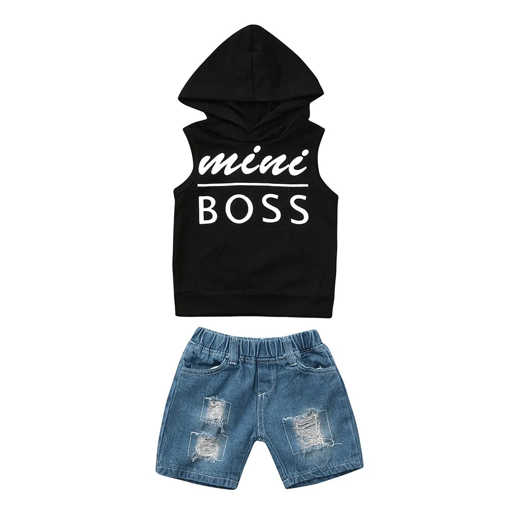 Одежда для малышей мальчиков и мини платье с надписью Boss безрукавка принтом