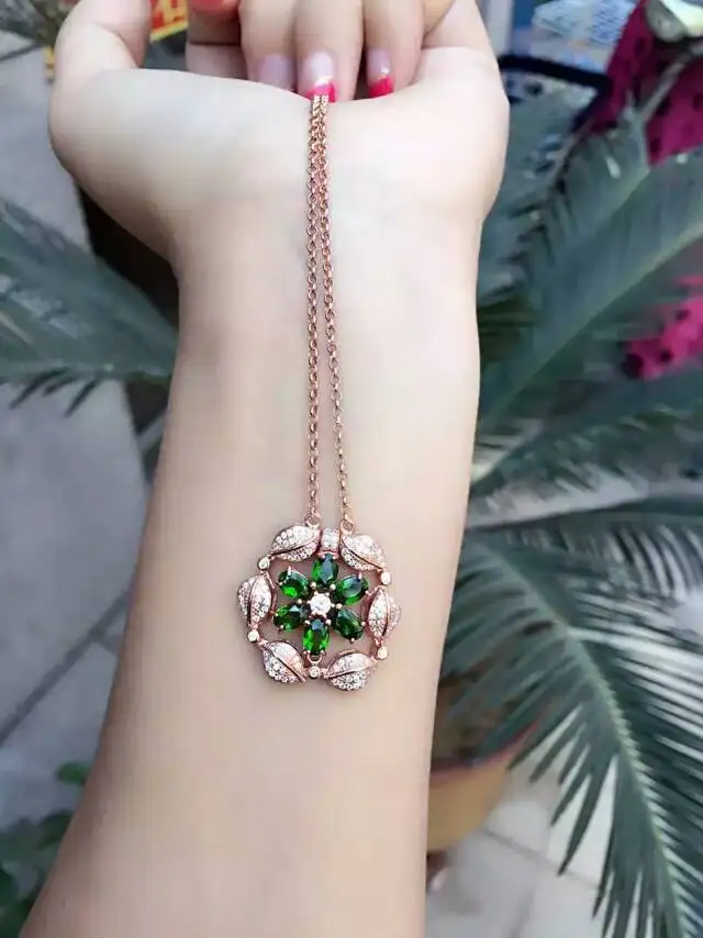 Ожерелье из диопсида с подвеской натуральных драгоценных камней ожерелье двух