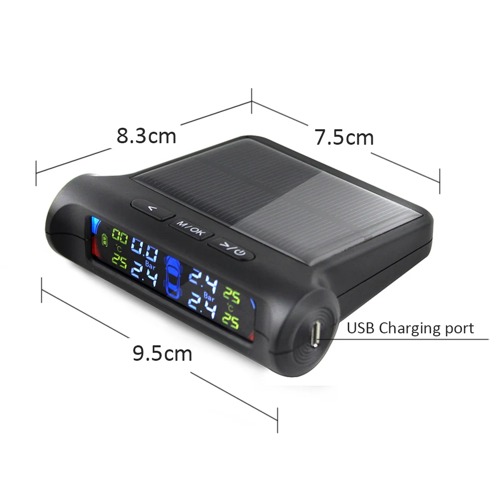 Eunavi умная Автомобильная TPMS система контроля давления в шинах Солнечная энергия