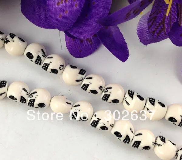 

Бесплатная доставка, 3 нити из 40 шт., акриловые шарики с белым черепом #22632