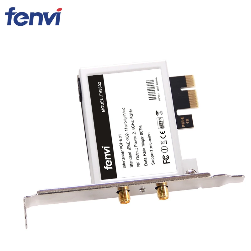Fenvi беспроводной-AC 8265 867 Мбит/с 802,11 AC двухдиапазонный Настольный PCI-E WiFi адаптер PCI Express карта для Intel 8265AC+ Bluetooth 4,2