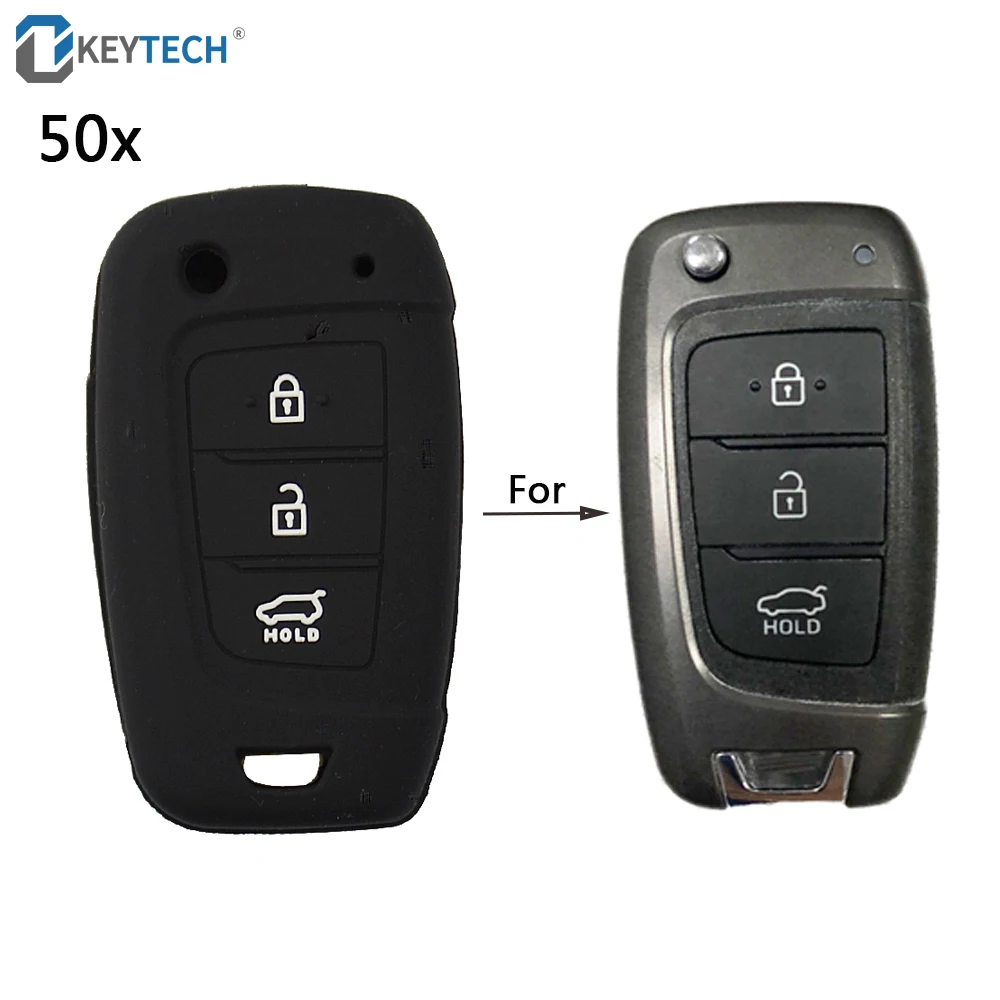 Чехол для автомобильного ключа OkeyTech силиконовый чехол складной с 3 кнопками Elantra