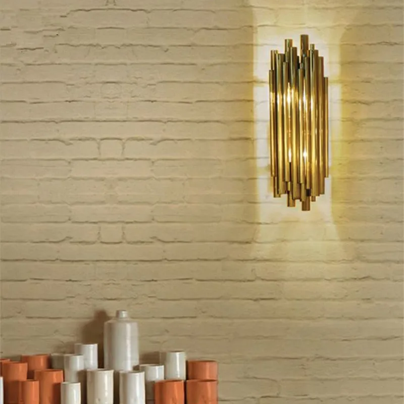 FUMAT Modern Nordic Wall Lamp Bedroom Bedside Light Mounted Fixtures Gold Sconce Pipe Organ Brubeck | Лампы и освещение
