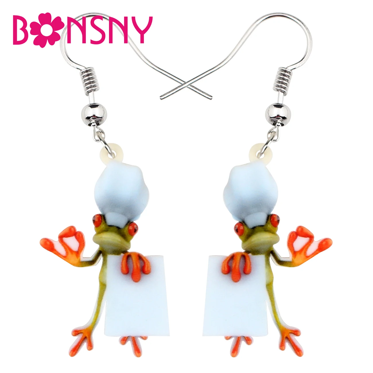 

Bonsny Acrylic Anime Cook Chef Frog Earrings Drop Dangle Funny Cute Animal Jewelry For Women Girls Gift Charms Bijoux Brincos