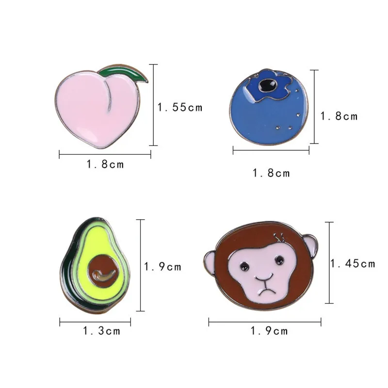 Аксессуары Металлическая цветная эмалированная брошь в виде фруктов авокадо