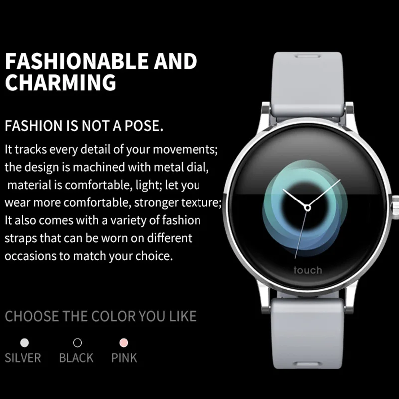 Цветной экран Smartwatch для женщин Модный фитнес трекер сна монитор сердечного ритма