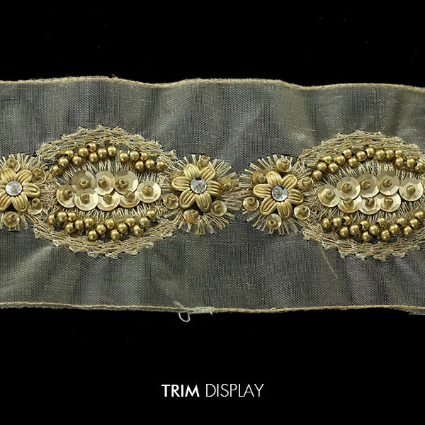 Плетеная кружевная лента из органзы с золотыми бусинами и блестками одежда