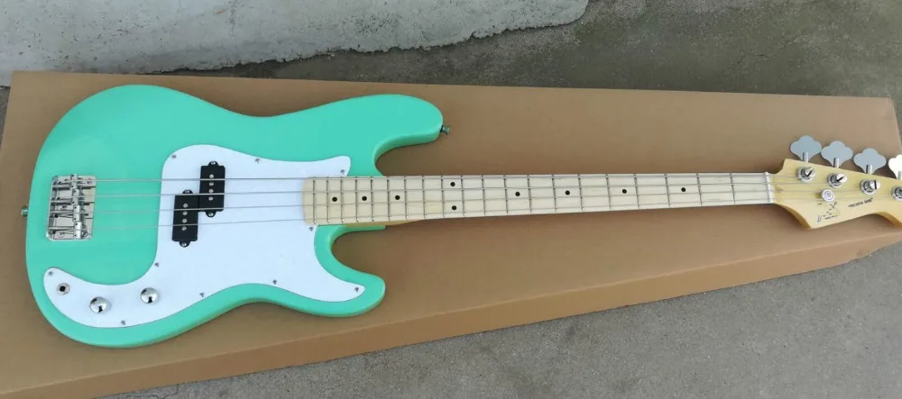 

Top quality FDPB-6023 light green color solid body maple fretboard 4 strings 2 Precision Bass guitar , Free shipping