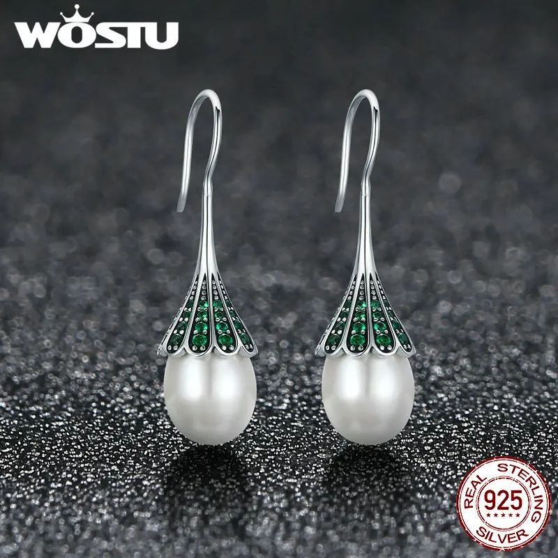 WOSTU, высокое качество, 925 пробы, серебро, элегантные, прозрачные, CZ, висячие серьги для женщин, Стерлинговое серебро, ювелирные изделия, Brincos DXE204