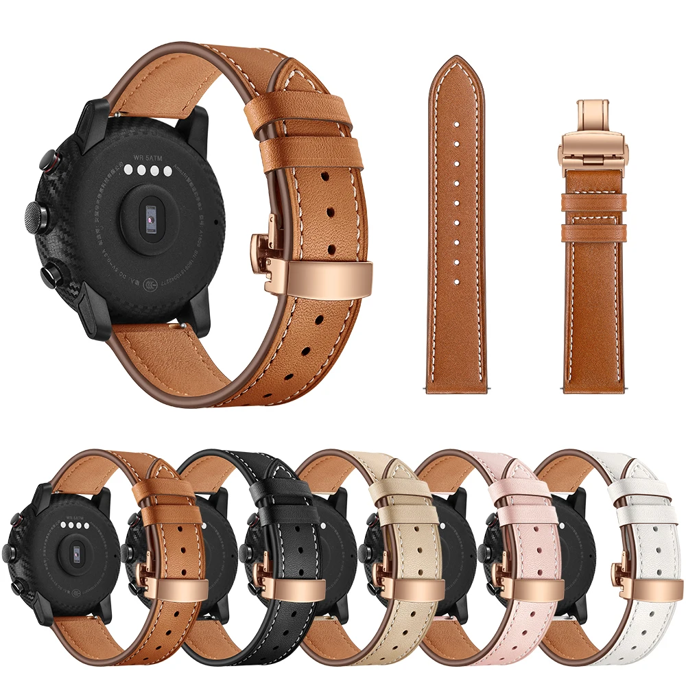 Кожаный ремешок для Xiaomi Huami Amazfit PACE Stratos, Смарт-часы, браслет для Xiaomi Amazfit, ремешок с металлической пряжкой, кожаный ремень