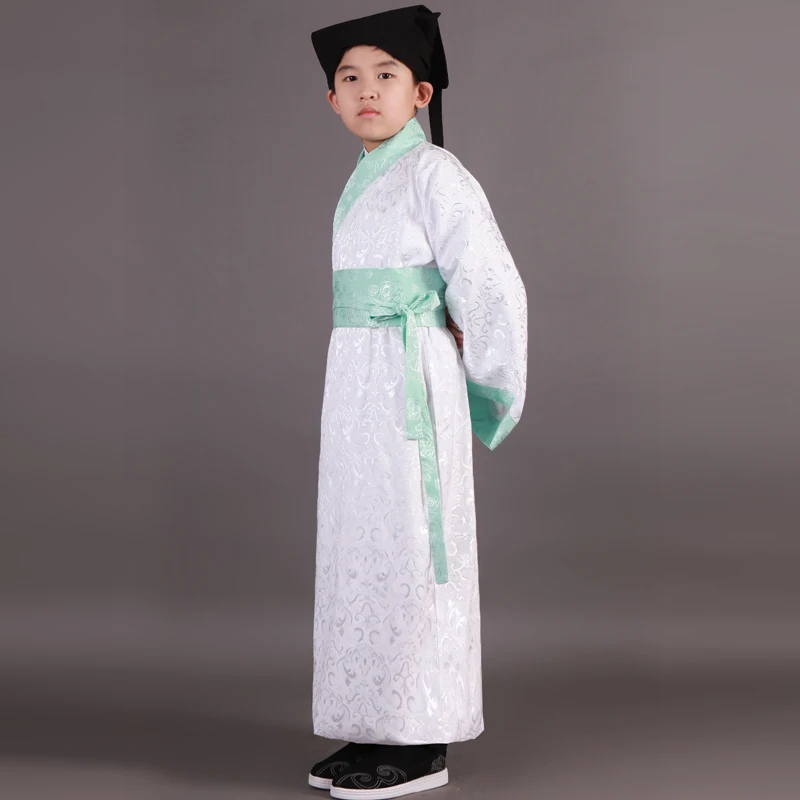 Blue Boy Children Chinese Folk Dance Hanfu Ancient Costume China Traditional Han Clothing Costumes Stage | Тематическая одежда и
