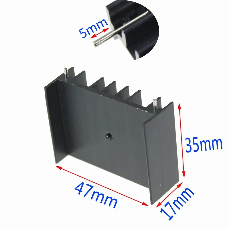 

2 Pieces/lot 35x47x17mm MOS IC Triode Radiator Black Anodized Extruded Aluminum Heatsink