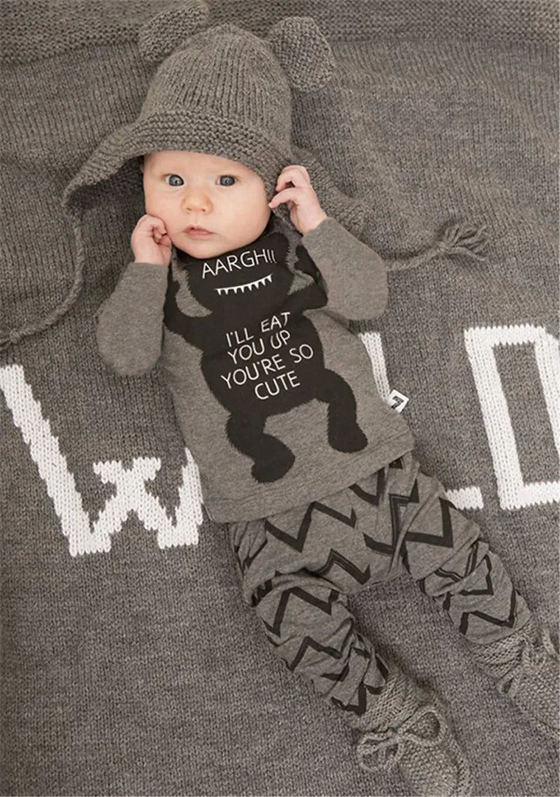 Лидер продаж Модный комплект одежды из 2 предметов для маленьких мальчиков