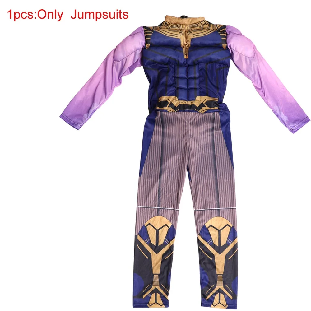 Thanos Costume Роскошные Детские костюмы для мальчиков с рисунком героев фильма «Мстители 4 эндгейм», танос, одежда с рисунком мышц супергероя, нарядное платье для девочек, костюм на Хэллоуин - Цвет: Thanos Costume