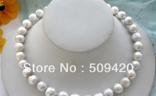 AA 30% off>>@> HOTlustre 17" 11mm white almost round keshi reborn PEARL NECKLACE | Украшения и аксессуары