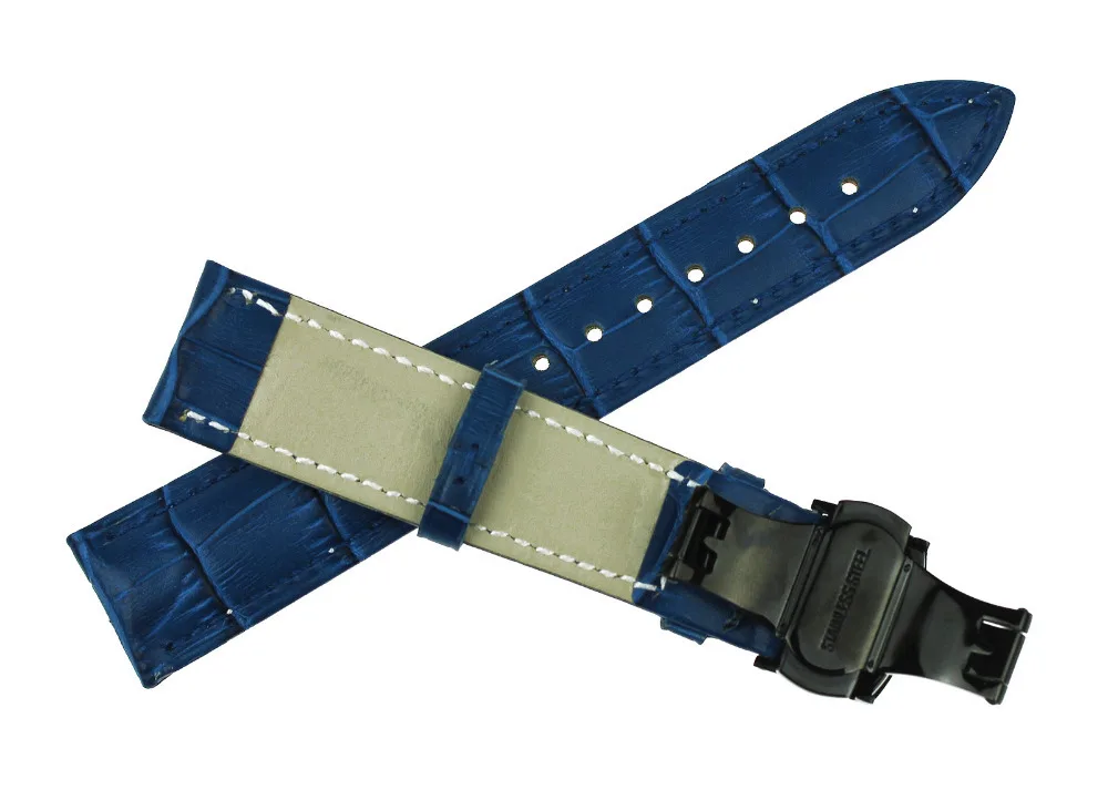 Синие наручные часы ремешок из крокодиловой кожи черный нажимная пряжка 12 мм 14 16