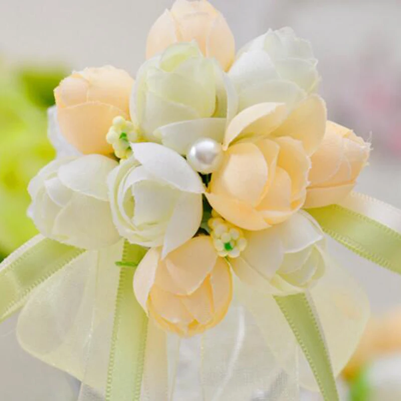 Искусственная Роза на запястье корсажный браслет Шелковая цветок фотоэлемент