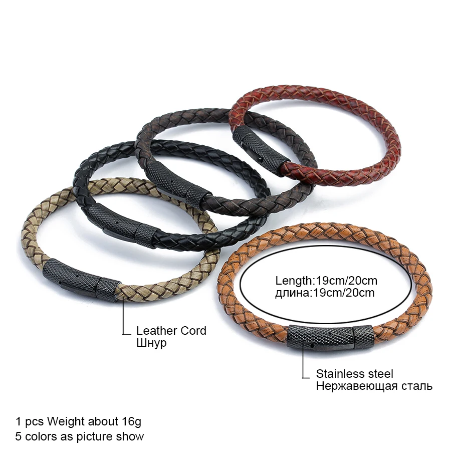 DC New Fashion Vintage Mens Genuine Leather Bracelet Stainless Steel Clasps Wrap for Men Women Jewelry 2019 | Украшения и