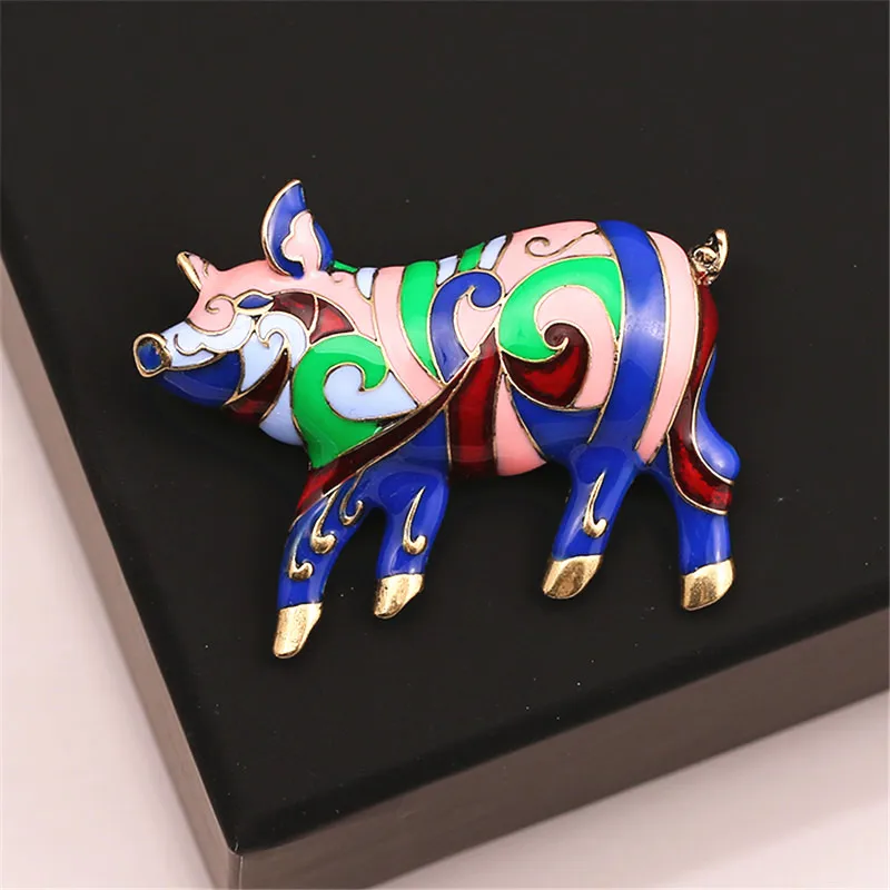 ENZE2019 new color enamel zinc alloy brooch Piggy horse head leopard animal badge accessories wholesale | Украшения и аксессуары