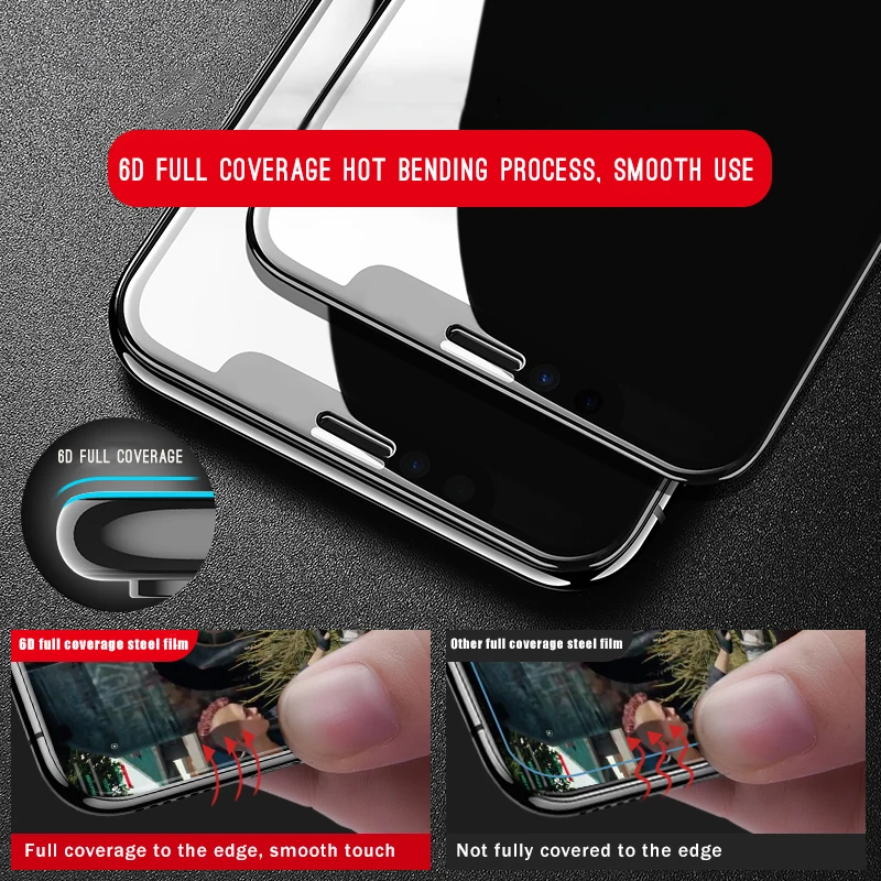 Защитное стекло закаленное 6D Edge для iPhone X/7/6/6S/8 Plus/XS Max/XR|Защитные стёкла и плёнки