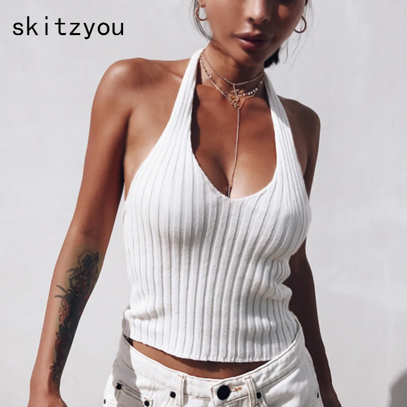 Skitzyou 2019 летние женские сексуальные трикотажные белые укороченные нижнее белье